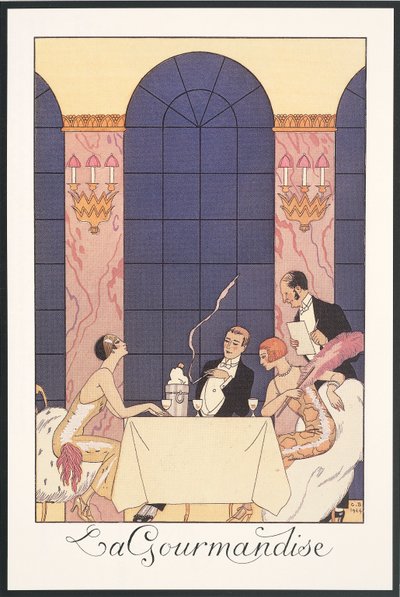 Falbalas et Fanfreluches, Almanach für 1925: "La gourmandise", von George Barbier, Druck von Georges Barbier