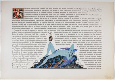 Text und eine nackte Figur, blau gefärbt. von Georges Barbier
