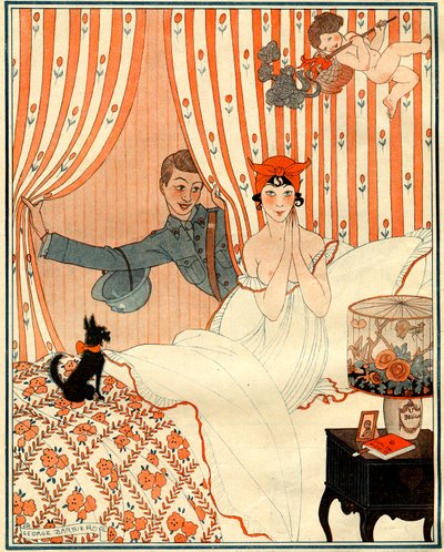 Die ungeplante Rückkehr... Oder der Wecker - Illustration aus La Vie Parisienne von Georges Barbier