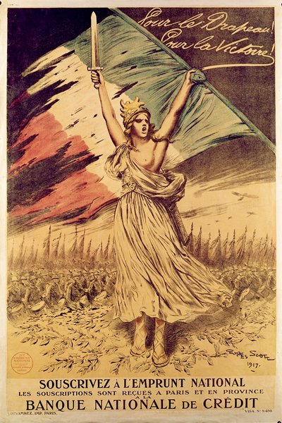 Französisches Plakat aus dem Ersten Weltkrieg zur Förderung des Kaufs von Kriegsanleihen, 1917 von Georges Bertin Scott
