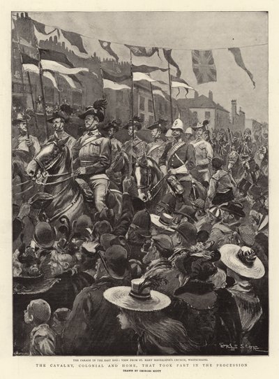 Die Kavallerie, Kolonial und Heimisch, die an der Prozession teilnahm von Georges Bertin Scott