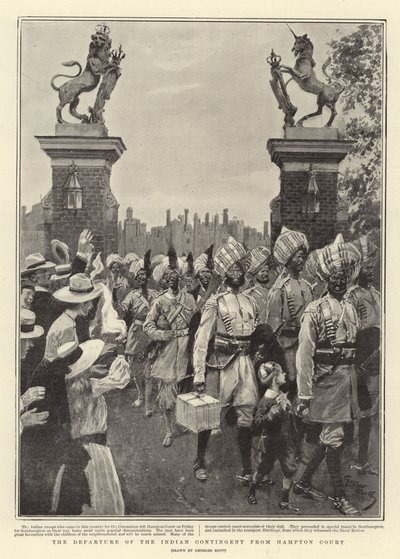 Die Abreise des indischen Kontingents von Hampton Court von Georges Bertin Scott