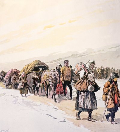 Verhungernde Menschen verlassen ihre Heimat, ca. 1924 von Georges Carrey