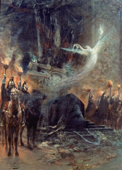 Beerdigung von Victor Hugo: die Totenwache unter dem Triumphbogen, 1885 von Georges Clairin