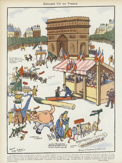 König Edward VII.s Besuch in Frankreich. Illustration für Le Rire von Georges Delaw