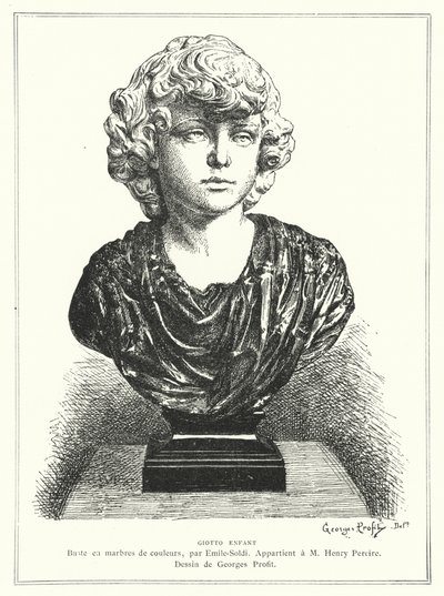 Büste des italienischen Architekten und Malers Giotto als Kind, von dem französischen Bildhauer Emile Soldi von Georges Ernest Profit