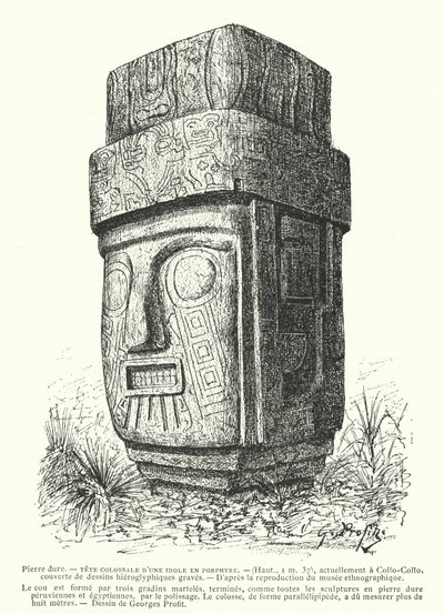 Kolossales geschnitztes Porphyr-Inka-Idol von Georges Ernest Profit