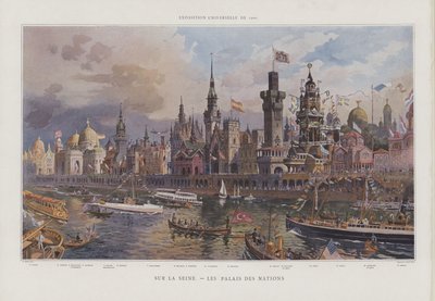 Pavillons ausländischer Nationen am Ufer der Seine bei der Weltausstellung 1900, Paris von Georges Felix Garen