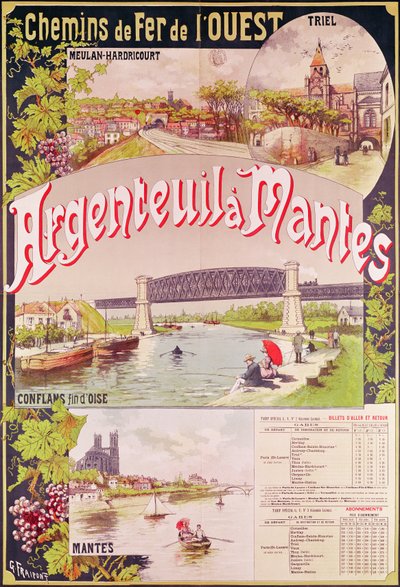 Plakat, das die Westbahnlinie von Argenteuil nach Mantes bewirbt von Georges Fraipont