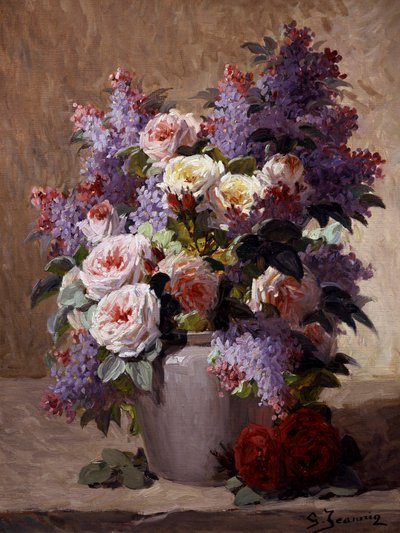 Stillleben mit Rosen und Flieder von Georges Jeannin
