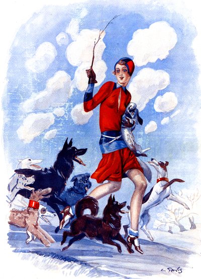 Frühlingsfrechheit, das Mädchen der Mumie in Gefahr - Illustration aus la Vie Parisienne von Georges Pavis