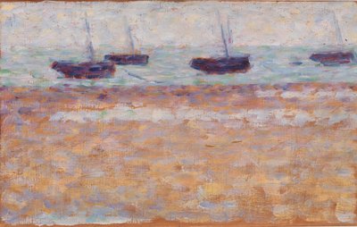Vier Boote in Grandcamp von Georges Seurat