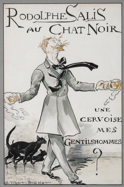 Rodolphe Salis im Chat Noir, ca. 1890 von Georges Tiret Bognet