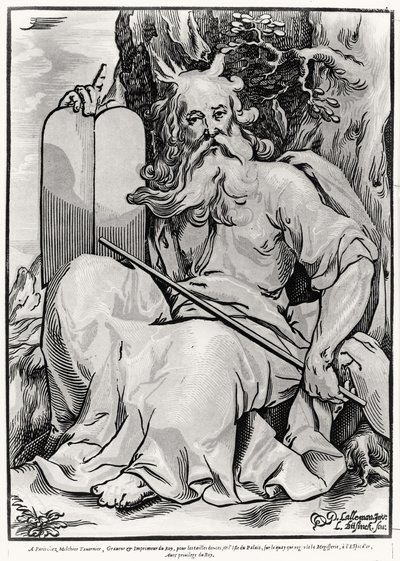 Moses, graviert von Ludwig Businck (ca. 1590-nach 1630) von Georges after Lallemand