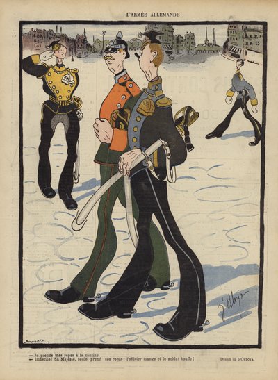 Die deutsche Armee. Illustration für Le Rire von Georges d 1878 1937 Ostoya