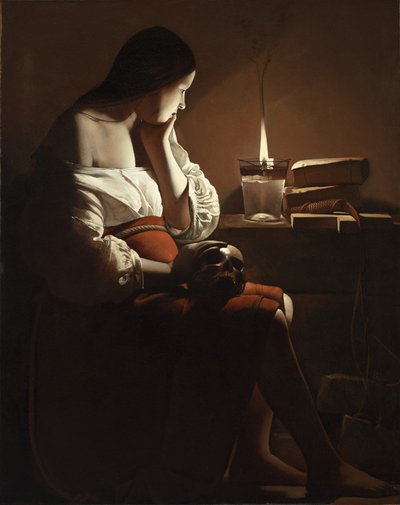 Die Magdalena mit der rauchenden Flamme, circa 1635-37 von Georges de La Tour