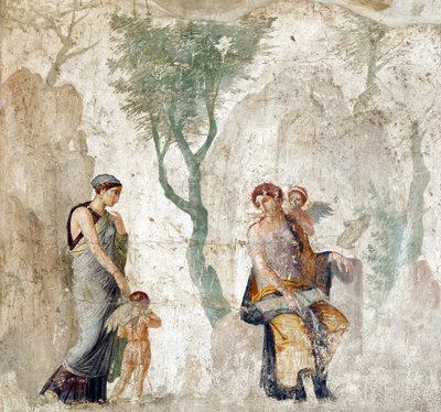 Eros von Peitho zu Aphrodite gebracht, während Anteros über seine Bestrafung lacht, Pompejanisches Fresko, ca. 25 v. Chr. von Georgia Levan Ramishvili from Tbilisi