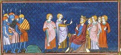 Heinrich I. von England empfängt französische Gesandte in der Nähe von Gisors, Chroniken von Saint-Denis, 1332-50 von Georgia Levan Ramishvili from Tbilisi