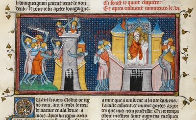 Die Hunnen plündern Orléans, Agnans Gebet, aus Chroniques de France ou de St Denis, 14. Jahrhundert von Georgia Levan Ramishvili from Tbilisi