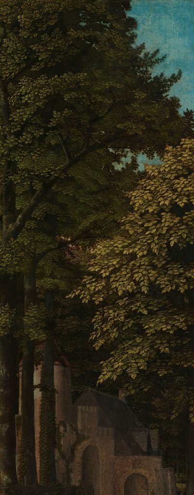 Ansicht in einem Wald, äußere linke Flügel eines Triptychons von Gerard David
