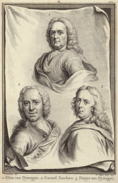 Porträts von Elias van Nijmegen, Gerard Sanders und Dionys van Nijmegen von Gerard Sanders