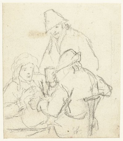 Drei trinkende Bauern an einem Tisch von Gerard ter Borch (II) (possibly)