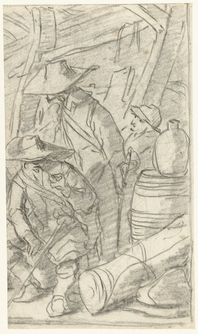 Drei Männer in einem Lager von Gerard ter Borch (II)