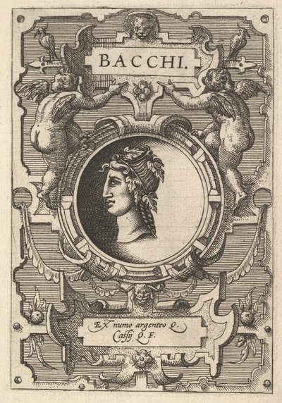 Büste des Bacchus umgeben von Bandwerk, aus der Serie 