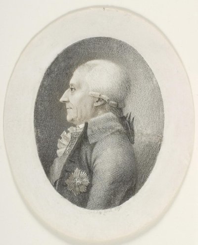 Porträt von A.P. Bernstorff, Graf, Premierminister (1735-1797). Brustbild. Profil nach links von Gerhard Ludvig Lahde