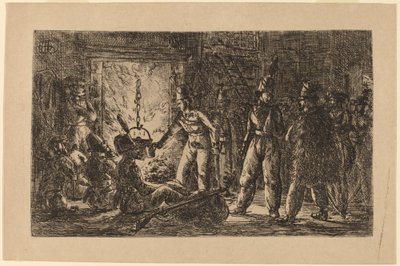 Kosaken vor einem Kamin (recto) von Gerhardus Emaus de Micault