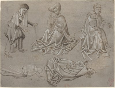Studien für sechs Figuren (Blatt aus einem Modellbuch) [recto] von German 15th Century
