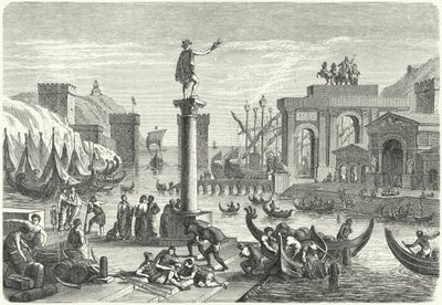 Ein römischer Hafen (Stich) von German School