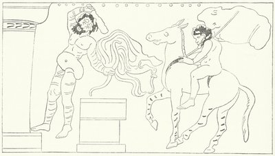 Eine Szene aus Die Frösche, ein Stück des griechischen Dramatikers Aristophanes (Gravur) von German School
