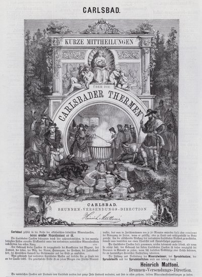 Werbung für Mattoni Mineralwasser und andere Produkte aus dem Kurort Karlsbad (Karlovy Vary), Böhmen von German School