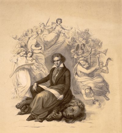Allegorisches Porträt von Ludwig van Beethoven (1770-1827) von German School