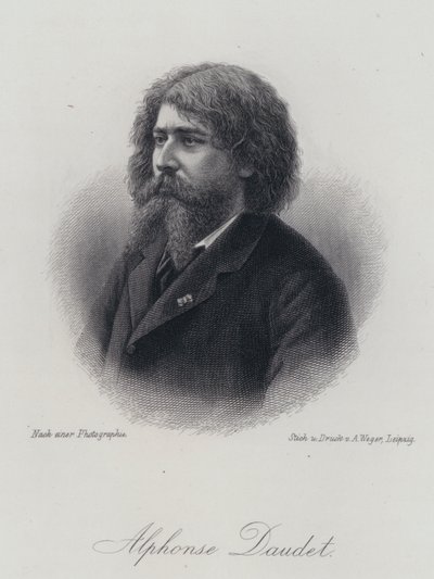 Alphonse Daudet, französischer Schriftsteller (Gravur) von German School
