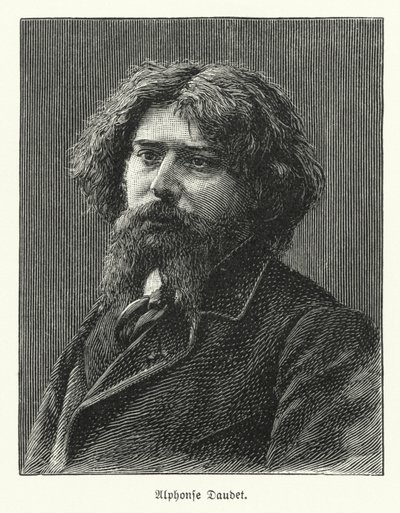 Alphonse Daudet, französischer Romancier (Lithographie) von German School