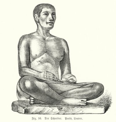 Antike ägyptische Figur eines sitzenden Schreibers (Stich) von German School