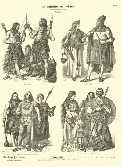 Antike germanische Kostüme von German School