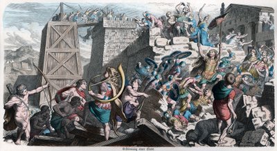 Alte Geschichte. Rom. Römer stürmen eine Stadt (Gravur) von German School
