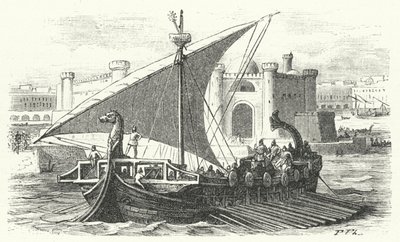 Ankunft eines phönizischen Handelsschiffs in einem Hafen (Stich) von German School