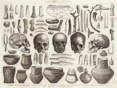 Artefakte aus der Eis- und Steinzeit. Illustration für Bilder-Atlas von German School
