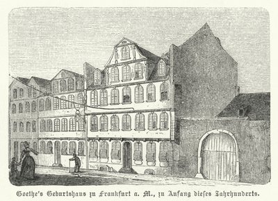 Geburtsort des deutschen Autors Johann Wolfgang von Goethe, Frankfurt am Main, frühes 19. Jahrhundert (Gravur) von German School