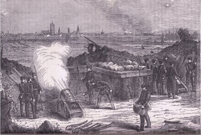 Bombardierung von Schelestadt, Cassells Geschichte des Krieges zwischen Frankreich und Deutschland, veröffentlicht von Cassell and Company Limited, ca. 1890 (Lithografie) von German School