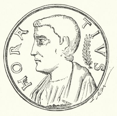 Bronzemünze mit dem Kopf des römischen Helden Horatius (Gravur) von German School
