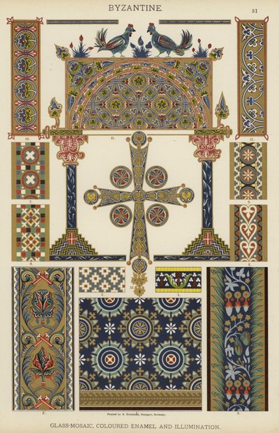 Byzantinisch, Glasmosaik, farbiges Emaille und Beleuchtung von German School