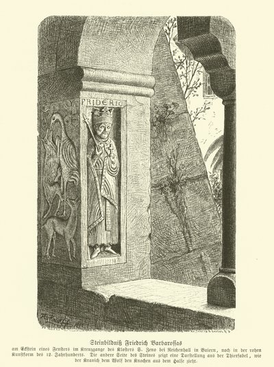 Steinbild von Friedrich Barbarossa, Heiliger Römischer Kaiser (Gravur) von German School