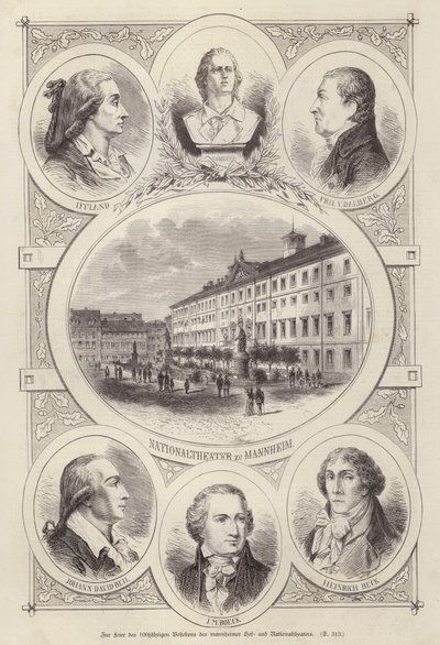 Hundertjahrfeier der Hof- und Nationaltheater, Mannheim, Deutschland (Gravur) von German School