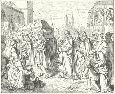 Karl IV. von Böhmen folgt dem Trauerzug von Günther von Schwarzburg, König von Deutschland von German School