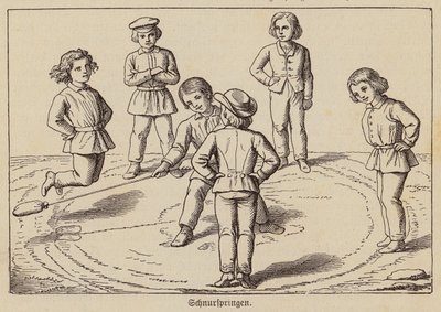 Kinder spielen ein Seilspring-Spiel von German School